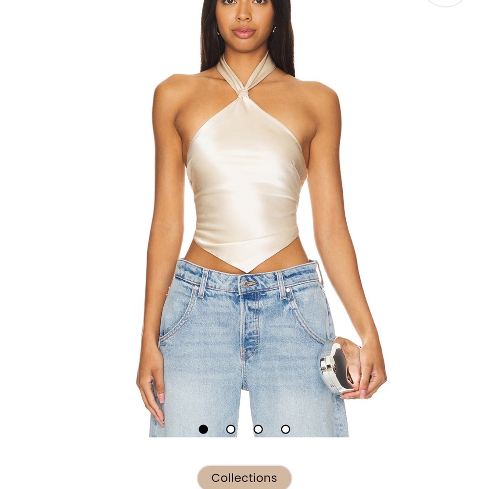 Retrofete Cream Halter Crop Top